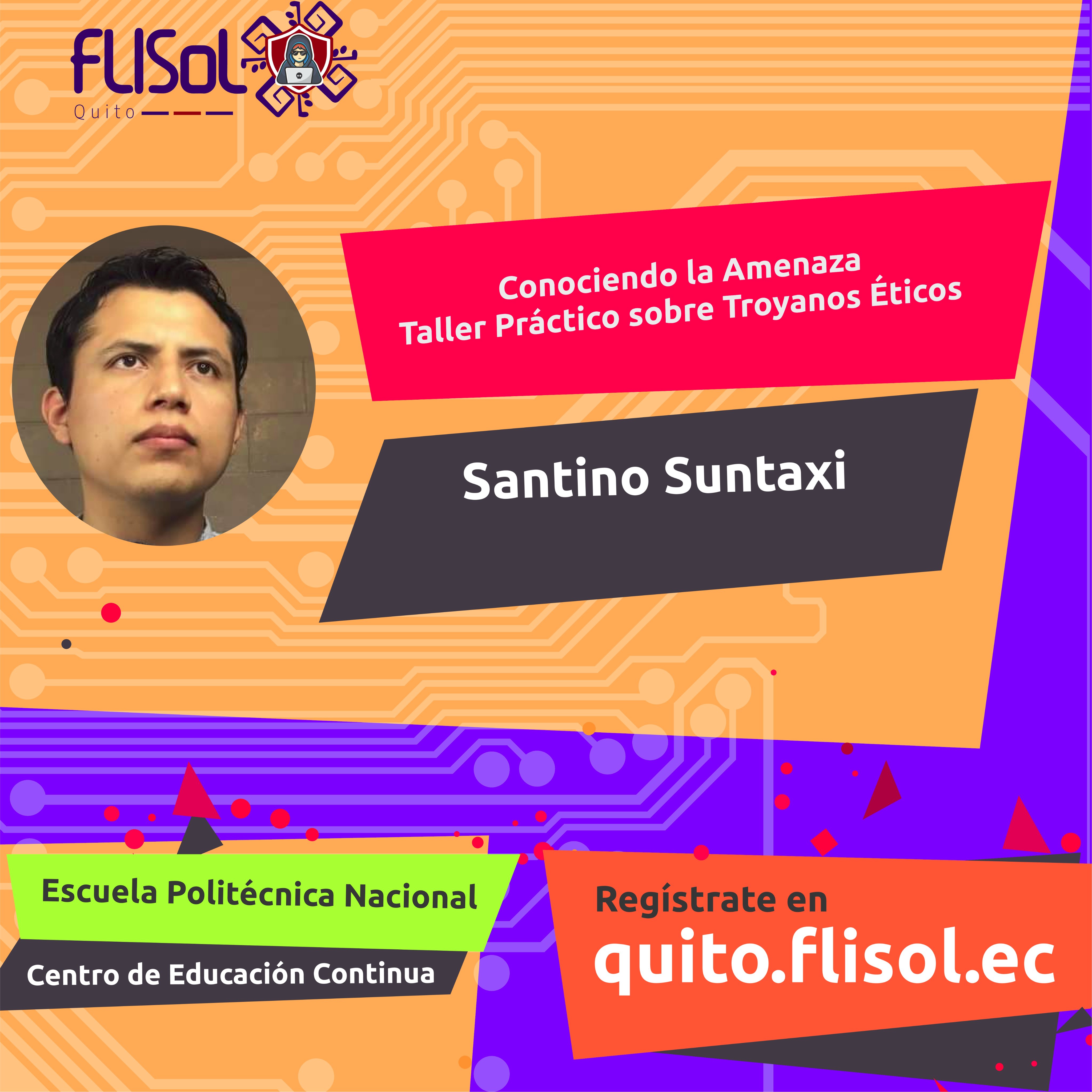 Santino Suntaxi hablando en conferencia