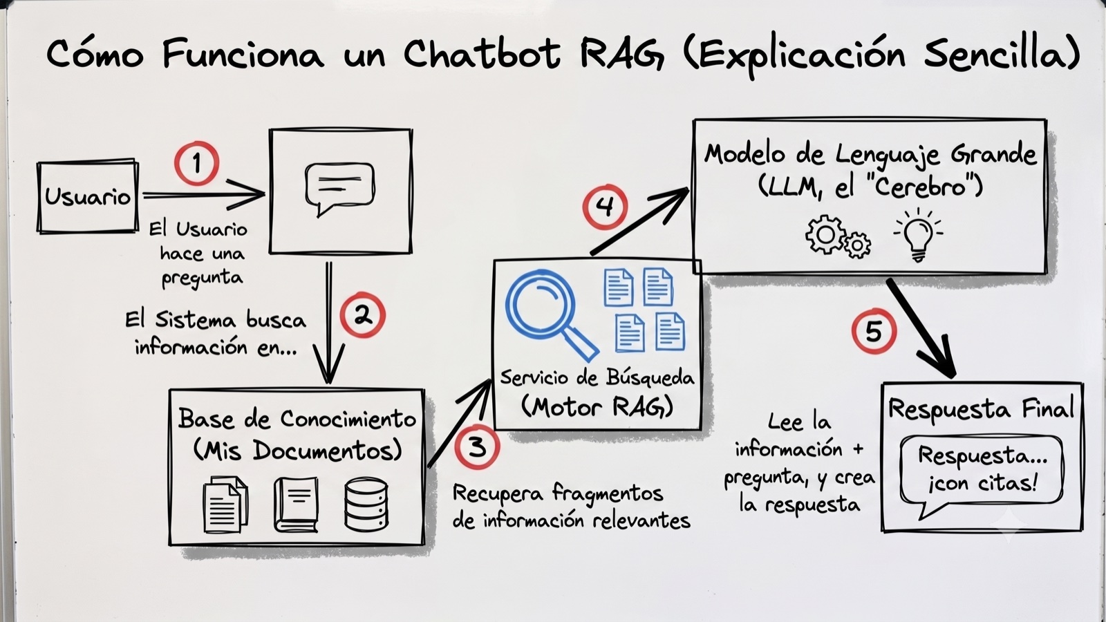 Diagrama del flujo de un chatbot RAG